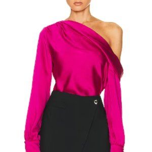 Jonathan Simkhai Alice Cold Shoulder Top in Bougainvillea Pink, L, New with Tag